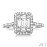 1/2 Ctw Baguette & Round Cut Fusion Diamond Ring in 14K White Gold