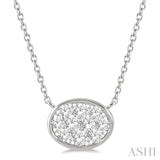 1/3 Ctw Oval Shape Lovebright Diamond Pendant With Chain in 14K White Gold