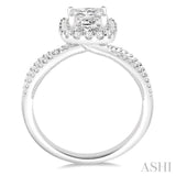 1/2 Ctw Diamond Engagement Ring with 1/4 Ct Princess Cut Center Stone in 14K White Gold