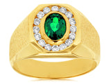 Men's Emerald & Diamond Halo Ring