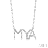 1/8 Ctw 'MYA' Block Name Round Cut Diamond Necklace in 10K White Gold