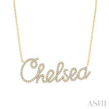 1/4 Ctw 'Chelsea' Script Name Round Cut Diamond Necklace in 10K Yellow Gold