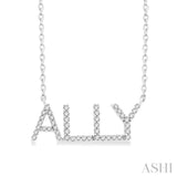 1/8 Ctw 'ALLY' Block Name Round Cut Diamond Necklace in 10K White Gold
