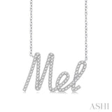 1/6 Ctw 'Mel' Script Name Round Cut Diamond Necklace in 10K White Gold