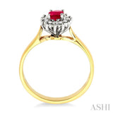 6x4MM Oval Cut Ruby and 1/5 Ctw Round Cut Diamond Ring in 14K Yellow Gold