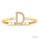 1/20 Ctw Initial 'D' Round Cut Diamond Fashion Ring in 10K Yellow Gold