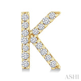 1/10 Ctw Initial 'K' Single Cut Diamond Earrings in 10K Yellow Gold