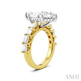 1 1/3 Ctw Marquise Shape Emerald and Round Cut Diamond Semi-Mount Engagement Ring in 14K Yellow and White Gold