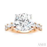 1 1/3 Ctw Round Shape Emerald and Round Cut Diamond Semi-Mount Engagement Ring in 14K Rose and White Gold