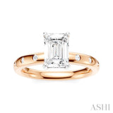 1/6 Ctw Akari Emerald Shape Round Cut Diamond Semi-Mount Engagement Ring in 14K Rose and White Gold