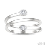 1/5 Ctw Spiral Bezel Set Oval Cut Diamond Fashion Ring in 14K White Gold
