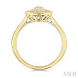 1/3 Ctw Open Window Oval and Round Cut Golden Glow Diamond Fashion Ring in 14K Yellow Gold