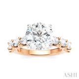 1 1/4 Ctw Round Shape Oval and Round Cut Diamond Semi-Mount Engagement Ring in 14K Rose and White Gold