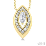 1/3 Ctw Open Window Marquise and Round Cut Golden Glow Diamond Fashion Pendant With Chain in 14K Yellow Gold
