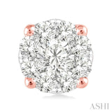 1/2 Ctw Lovebright Round Cut Diamond Stud Earrings in 14K Rose and White Gold