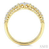 1/2 Ctw Twin Row Marquise and Round Cut Diamond Chevron Ring in 14K Yellow Gold