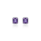 February Birthstone Solitaire Stud Earrings