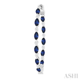 4X2 MM Marquise Cut Sapphire and 3/8 Ctw Round Cut Diamond Precious Inside-Out Hoop Earrings in 14K White Gold
