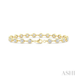 1/2 Ctw Bezel Set Round Cut Diamond Station Bracelet in 14K Yellow Gold