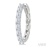 1 7/8 Ctw North-South Emerald Cut Diamond Fashion Hoop Earrings in 14K White Gold