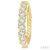 1 Ctw Zigzag Baguette and Round Cut Diamond Hoop Earrings in 14K Yellow Gold