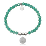 Family Charm with Green Crystal Charity Bracelet