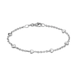 Silver Heart Station Bracelet, 7"