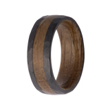 Zirconium 8mm Forged Dome Band with Whiskey Barrel Inlay & Insert