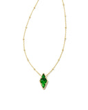 Kendra Scott Kinsley Gold Short Pendant Necklace in Kelly Green Illusion