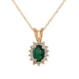 Petite Emerald & Diamond Halo Pendant