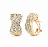 Diamond Crossover Omega Back Earrings