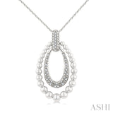 Silver & Diamond Beaded Oval Necklace
