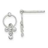 Silver CZ Cross Dangle Earrings