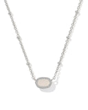 Kendra Scott Mini Elisa Silver Satellite Short Pendant Necklace in Iridescent Drusy