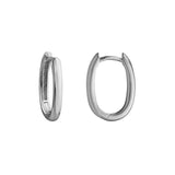 Silver Oval Hoop Earrings