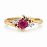 Rhodolite Garnet & Diamond Bypass Ring