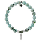 Larimar Gemstone Bracelet with Lighthouse Sterling Silver Charm