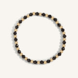 Dee Berkley Black Spinel & 14kt Gold Filled Harmony Gemstone Bead Bracelet - 4MM