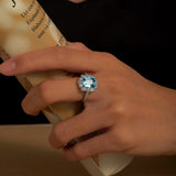 Lafonn Fancy Lab-Grown Blue-Green Sapphire Vintage Style Ring