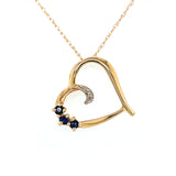 Sapphire & Diamond Open Heart Pendant