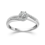 Sterling Silver Promise/Engagement Ring with .25ctw Round Diamond Accents, Split Shank & Partial Halo