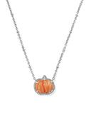 Kendra Scott Pumpkin Silver Short Pendant Necklace in Orange Banded Agate