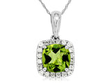 Peridot & Diamond Halo Pendant