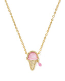 Kendra Scott Ice Cream Gold Short Pendant Necklace in Pastel Pink Mother-of-Pearl