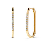 One Inch Diamond Oval Hoop Earrings