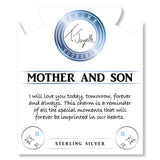 Blue Aquamarine Gemstone Bracelet with Mother Son Sterling Silver Charm