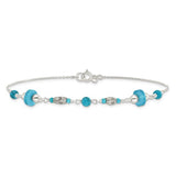 Silver & Turquoise Beaded Anklet, 10