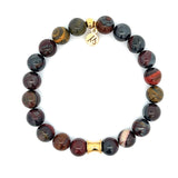 Men's Noble Stone Bracelet Collection- Classic Gold & Crazy Agate Gemstone Bracelet