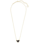 Kendra Scott Ari Heart Gold Pendant Necklace in Black Drusy