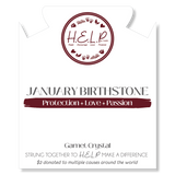 HELP Collection: Birthstone Collection - January Garnet Crystal Charm with White Cats Eye Charity Bracelet